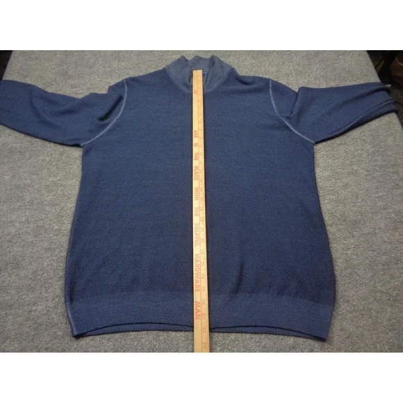 Carroll Custom Wool Sweater XL Blue Full Zip Beverly Hills Carroll & Co Italy